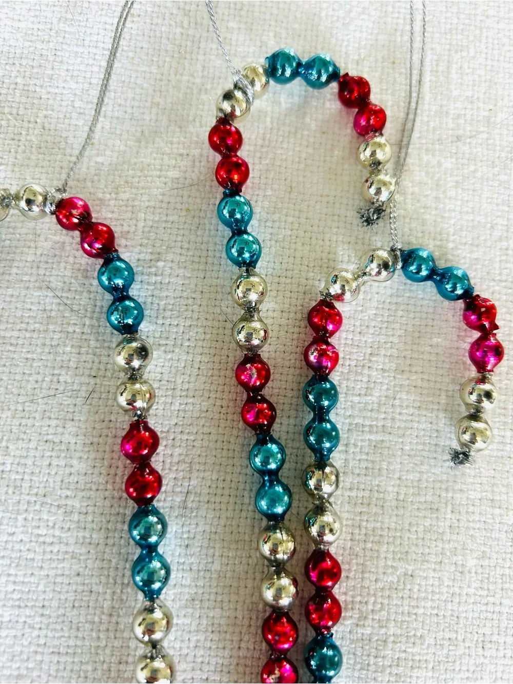 🎄 Vintage repurposed mercury glass garland candy cane holiday Christmas ornament